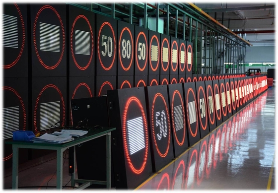 Full Color EN12966 Digital Speed Limit Signs Aluminum Alloy Cabinet
