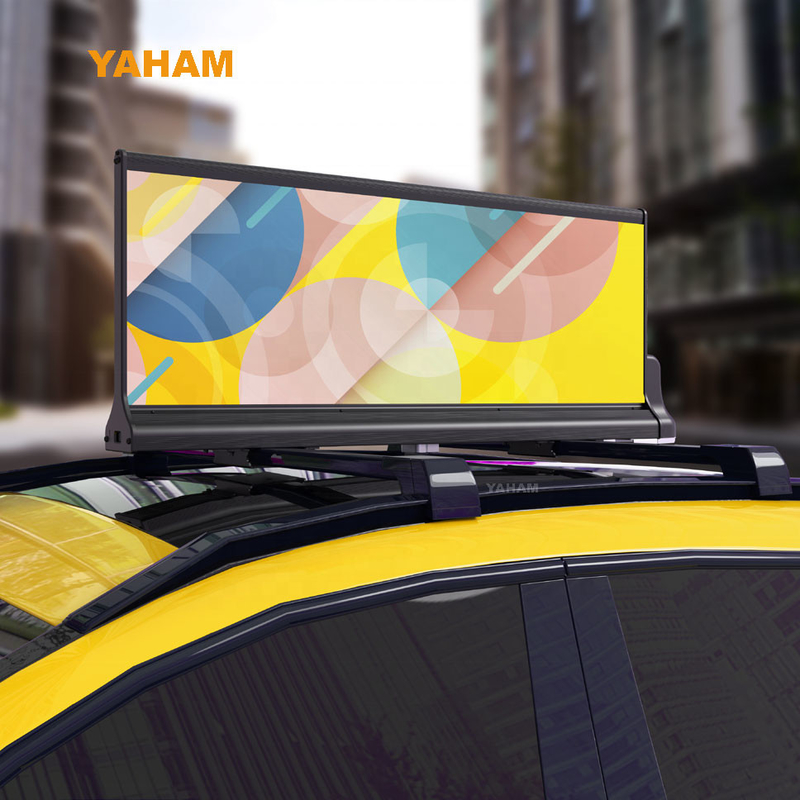 Remote Control Taxi Top LED Screen Double Sided Waterproof Full Color Car Roof Advertising